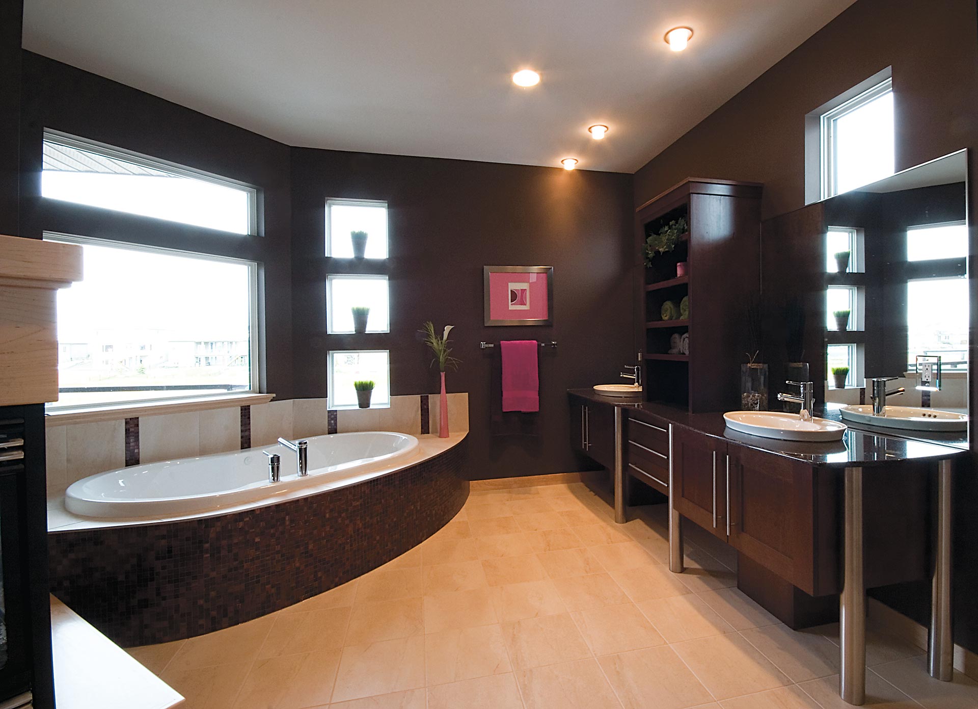 Modern Dark-Brown Bathroom Cabinets Kitchencraft Distinctive Kitchens
