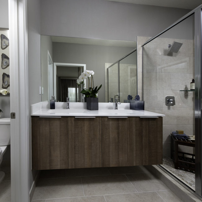 1 Modern Brown Authentic Oak Pisa Flat Slab Bathroom Cabinets Miami Lakes Fl Eurocraft Satori Lennar Miami Urbana